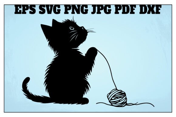 Cat and Yarn Svg Silhouette Vector Review