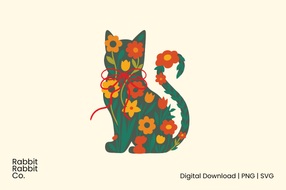 Coquette Cat Flower PNG SVG Clipart Tee Review