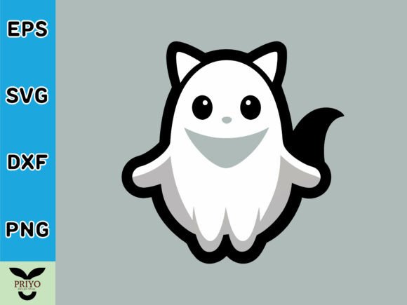 Cute Ghost Cat Playful Halloween SVG