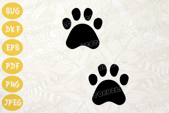 Dog Cat Paw Print SVG Clipart Design DXF