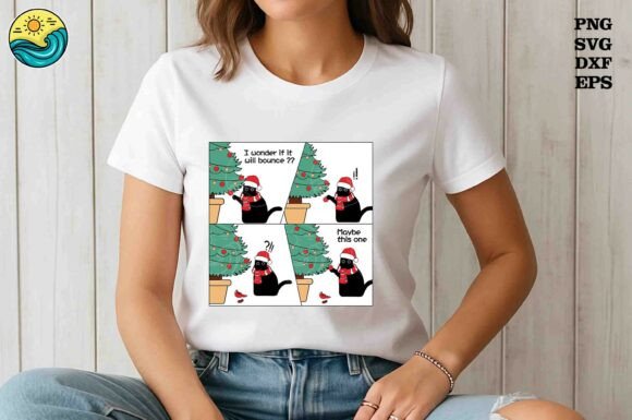 Funny Cat Christmas Comic SVG PNG Review