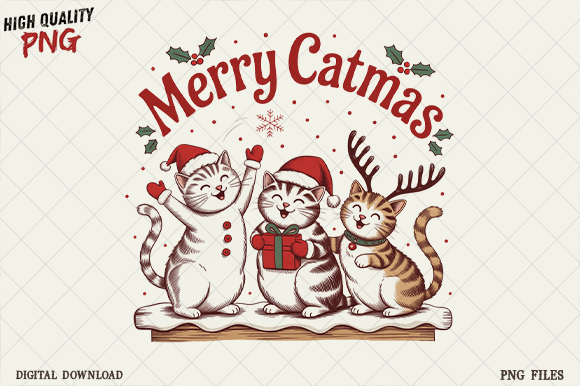 Merry Catmas PNG Review for Embroidery
