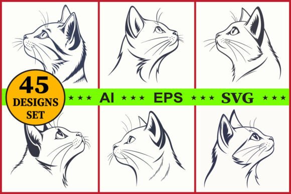 Minimalist Cat Head Outline Vector Set Review