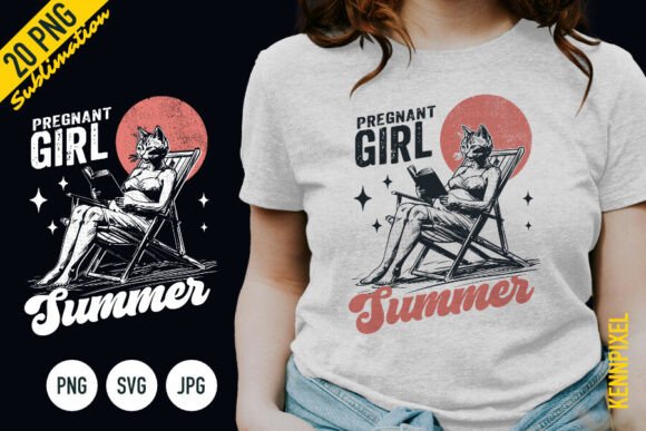 Retro Pregnant Girl Summer Cat Shirt Design Review
